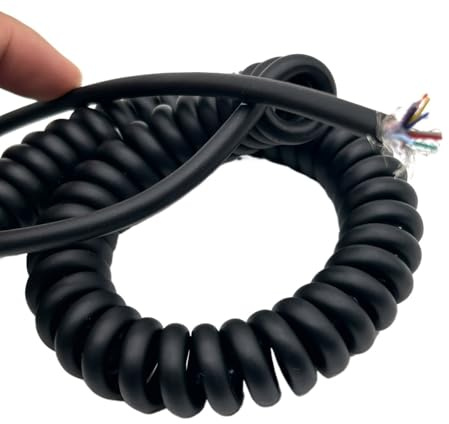 GuidNaurys Câble à ressort spiralé extensible de 2,5 mètres, 8 pieds, 9 conducteurs, gaine isolée Cordon rétractable(20AWG)