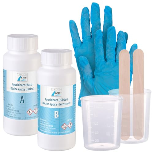 AGT Kunstharz: Epoxidharz, transparent, 500 ml, inkl. Zubehör (DIY Epoxidharz, Sets, Epoxi)