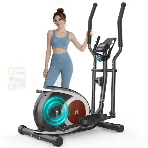 YONISEE Crosstrainer für Zuhause mit 6 KG Schwungmasse bis 130 KG | Magnetischer Ellipsentrainer mit 16‑stufigem Magnetwiderstand, LCD-Display mit Bluetooth-App, Leises Indoor-Trainingsgerät