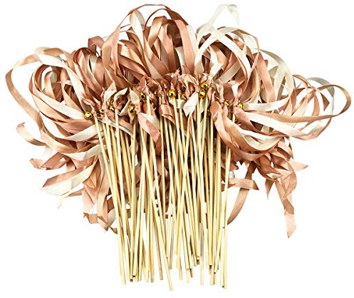 CODOHI 50er Pack Champagne Band Fairy Wands Party Sticks Luftschlangen mit Glocken Fairy Stick Wish Wands für Mädchen Geburtstag Gefälligkeiten Hochzeit-Waving Party