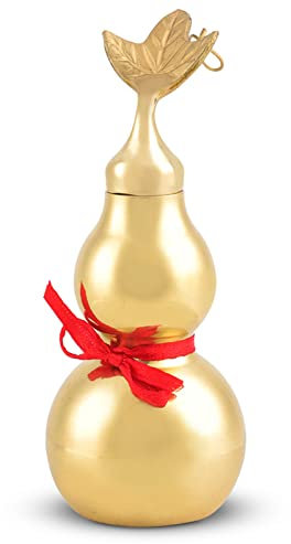 Feng Shui Brass Wu Lou Hu Lu Gourd Chinese Good Luck for Good Luck Fortune Wealth Health Success Gourd Collectible Amulet Decorations Pendant to Friends Families Lovers
