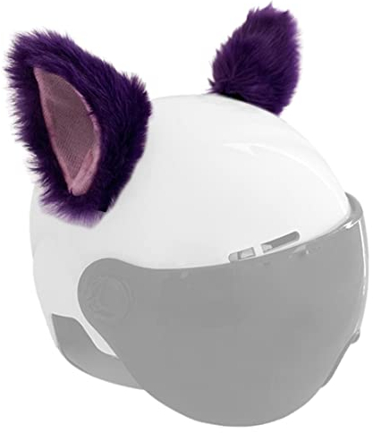 Katzenohren für Helm, Plüschohren, selbstklebend, Klettverschluss, Helm-Zubehör für Fahrrad, Motorrad, glatte Oberflächen, Helm-Dekor, lila