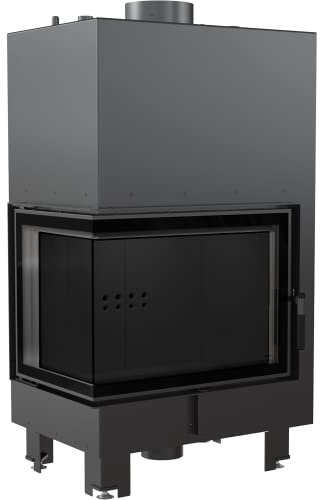 KRATKI MBZ Holzkamin mit Warmwasserbereiter Wärmetauscher BImSchV 2 konform 13 kW Thermischer Wirkungsgrad 81% Stahl Schwarze Thermotec-Auskleidung Linksseitig 134 x 78 cm