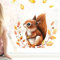 Wandtattoo Loft Fensterbild Herbst mit Eichhörnchen auf Blätterkranz Motiv, A4 Bogen, Herbstdeko Fenster Kinderzimmer, Herbstbilder Fenster, Fensterbild Herbst Kinder, Herbstblätter Fenster