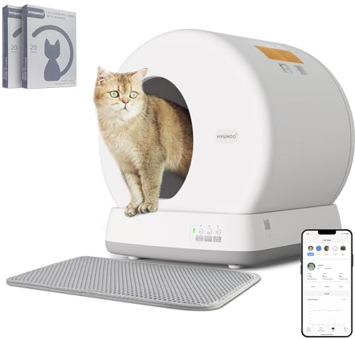 VIVIDMOO Arenero Gatos Autolimpiable, 57,6L Inodoro para Gatos/Aislamiento de Olores/Controlado por App