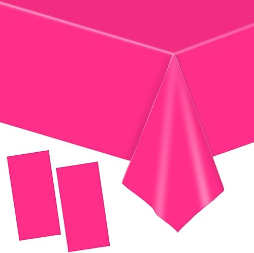 2 Stück Einweg Tischdecke Hot Pink Papiertischdeck Roll Kunststoff Party Tischdecken,137*274cm Papiertischdecken Rolle Wasserdichte Tischtuch für Bienen Party,Kindergeburtstag,Hochzeiten,Weihnachten