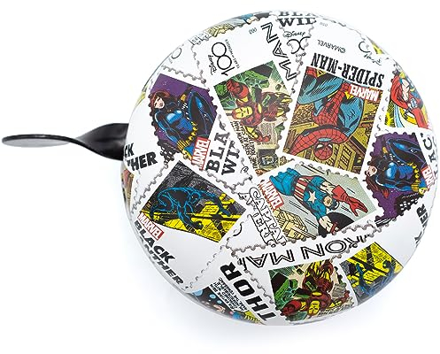Jubiläums-Disney 2-Klang Fahrradklingel Marvel Retro Superhelden Stamps, XXL Ø 80mm, D100