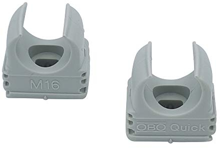 10x OBO Bettermann M16 Quick-Schellen | Klemmschelle | Rohrschelle | anreihbar | lichtgrau | 16mm | 10 Stück