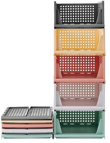 5 Stück Stapelbare Kleiderschrank Organizer, Schubladenbox, Schrank Organizer, Stapelbar Aufbewahrungsbox Plastik Lagerkisten Schublade für Kleidung Schlafzimmer Garderobe (5, Bunt)