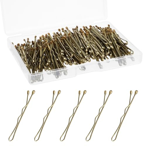 GEEHUA 150 Stück Haarklammer Klein Mit Aufbewahrungsbox, 3,5cm Haarnadeln Haarklammern Klein Hair Pin Damen Mini Haarspangen Bobby Pins Gebogenes Kleines Haarnadel Set Für Kinder Mädchen(Gold)