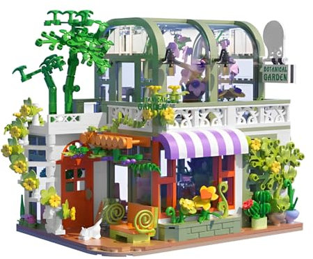 Botanical Garden Building Blocks Set, Greenhouse Construction Building Bricks Kit Mini Bricks Flower Plant Model Toy for Adults Kids Home Office Décor