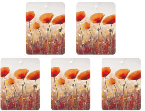 5 Pcs Car Air Fresheners Hanging Air Freshener Red Poppy Flowers Hanging Scented Cards Fragrance Scented Cards for Car Car Aromatherapy Tablets for Car