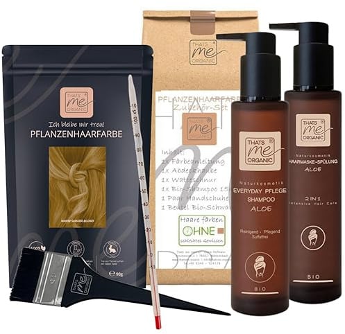 Thats me Organic® Profi Pflanzenhaarfarbe Komplettset (warm sahara blond) | Bio-Haarfarbe ohne Chemie, pflanzlich & sanft, auch in Schwangerschaft & Stillzeit, für gesundes Haarefärben