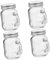 Ciieeo 4pcs Mason Jars with Handle Lidded Glass Cups for Drinks Desserts and Jam Storage 120ML Capacity for Home and Kitchen Use