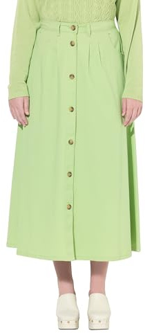 Ulla Popken Donna Chinorock, Linea A, Bottoni, Tasche gonne, Verde Lime, 62-64