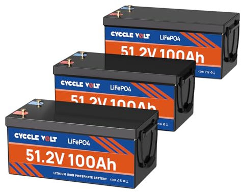 Batterie Lithium 48V 300Ah, CYCCLEVOLT Capacité Max. 15KWh, BMS intégré 300A, 10000+ Cycles Profonds Lifepo4 48V, Parfaite pour la Marine, Les Camping-Cars, l'énergie Solaire Hors réseau