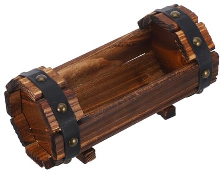 CIYODO Wooden Flowerpot Outdoor Plants Small Pot for Plants Rustic Carbonized Wood Garden Flower Pots for Balcony Herb Planter