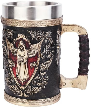Generico Bicchieri Birra Teschio, Boccale Birra Acciaio Inox Boccali Medievale Personalizzata Angelo Della Morte, Decorazione per Feste a Tema Regalo Personalizzato per Uomini, 600ml