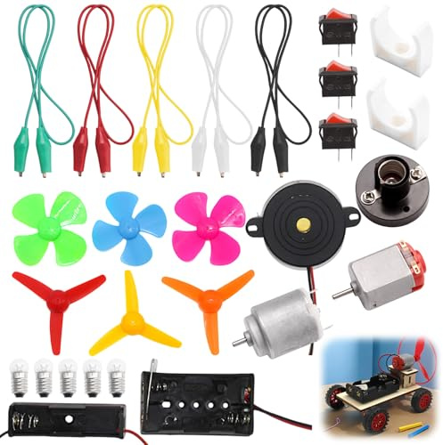 26Pcs Electric Circuit Kits for Children Science Learning Making Motor Kits for Kids Student DIY STEM Science Lab Experiment Project