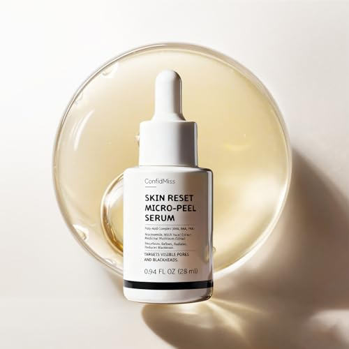 ConfidMiss Glow Peeling Face Serum with Glycolic Acid, Salicylic Acid for Blackhead Remover, Face Exfoliator, Pore Minimizer Face Scrub, AHA, BHA, PHA Exfoliant Micro-Peel Serum for Women & Mens