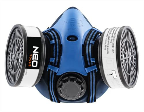NEO TOOLS Profi P3 Atemschutzmaske Set, Silikon Halbmaske, 20xNDS Staubschutz, Geringer Atemwiderstand, Hoher Komfort, Für Bau, Bergbau, Holz, Leicht austauschbare Filter, Langlebig