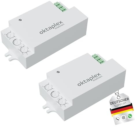 2er Set Oktaplex Amy 24 GHz HF Präsenzmelder weiß | Radar Bewegungsmelder Modul zum Einbau in LED Leuchten - Unsichtbare Lichtsteuerung für Deckenlampen