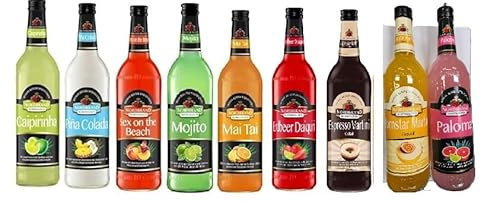 9 Flaschen Nordbrand Cocktail Mix a 0,,7 L 15 % vol. 9 Sorten Mai Tai, Sex on the Beach, Caipirinha, Pina Colada, Mojito,Daiquiri, Espresso Martini , Paloma, Pornstar + Space Riegel