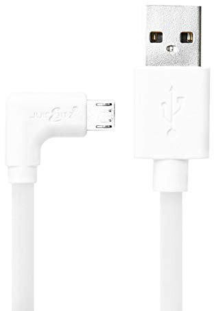 JuicEBitz 4m USB 2.0 Type A to Micro USB Right Angled Charger Cable Data Lead compatible with Android Phones & Tablets - Samsung, LG, Sony Xperia, HTC etc. (White)