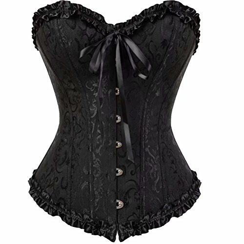 Josamogre Korsett Damen Top Corsage Corset Bustier Frauen Bridal Wäsche Schnürt Halloween Schwarz 6XL