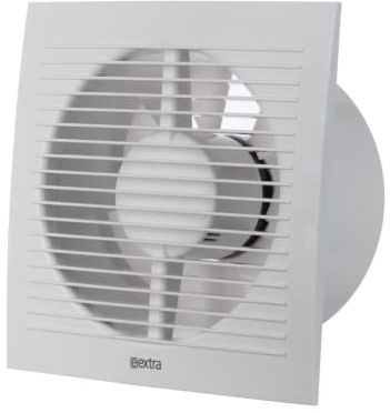 EUROPLAST Diameter 150mm Bathroom Extractor Fan with Timer and Humidistat - 6 inch Extractor Fan - White Extractor fan Kitchen, Bathroom, Garage Axial Ventilation fan - Wall Mounted Fan - Square Fan