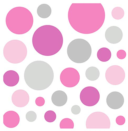 Little Deco Wandsticker 86 Punkte Kinderzimmer Mädchen Kreise | pink rosa grau | viele Farben Wandtattoo Klebepunkte Wandaufkleber Dots bunt DL390
