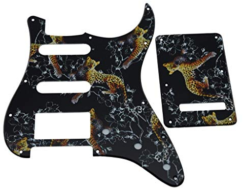 Dopro Strat HSS Guitar 3D Printed plastic pickguard ST Back Plate Tremolo Cover for USA/Mexican Fender Strat Leopard Pattern