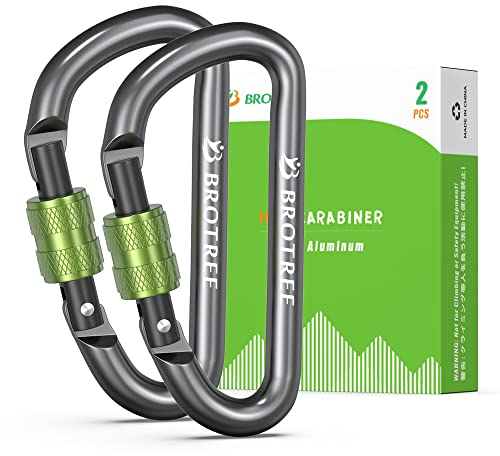 Brotree Karabiner Klein Karabinerhaken mit Schraubverschluss 6cm D Ring Alu Schraubkarabiner für Camping, Schlüssel, Rucksack