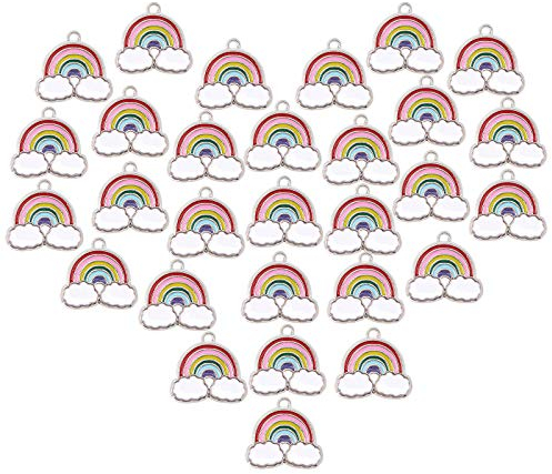 nbeads 30 Stück Regenbogen Emaille Charms, Legierung Schmuck Anhänger Für DIY Halskette Armband Basteln Und Geschenkdekoration