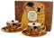 Duo Kollektion Art Gallery by Gustave Klimt THE KISS EIN Satz von 2 Espresso Tassen mit Untertassen aus New Bone China Porzellan im Geschenkbox, Kaffeetasse, Füllmenge 110 ml