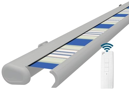 Eclipse Vollkassettenmarkise Premium elektrisch 4x3m Markise Balkon Terrassenüberdachung Kassettenmarkise Gelenkarm Polyacryltuch UV-Schutz 50+ Smarthome-fähiger Dooya Motor, Markisentuch: Meer