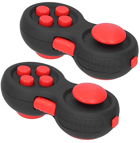 Fidget Pad Controller, Tragbares Gamepad Zappeln Spielzeug für Kinder und Erwachsene, lindert Stress und Angst(Black red)