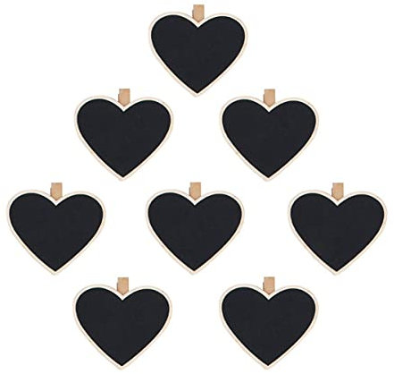 Healifty Mini-Tafel-Clips, Holz, Herzform, Kreidetafel-Etiketten, Mitteilungstafel-Clips, Klammern für Hochzeiten, Tischnummern, Lebensmittelschilder, Fotos, Notizen, Menü, Papier, 10 Stück
