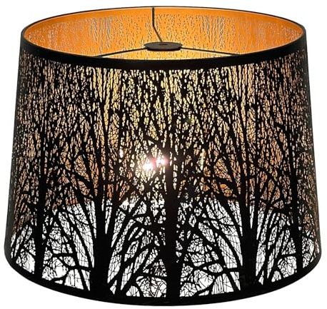 Alucset Trommel-Lampenschirme für Tisch- und Bodenleuchte, Metallätzprozess, große Lampe mit Baummuster, 30,5 x 35,6 x 25,4 cm, Spinne