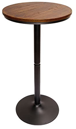 VILAVITA Abnehmbarer Bartisch, Holz, runde Kneipentisch, Holzplatte mit Metallbein und Sockel, 55 cm oben und 102 cm hoch, Retro-Finish