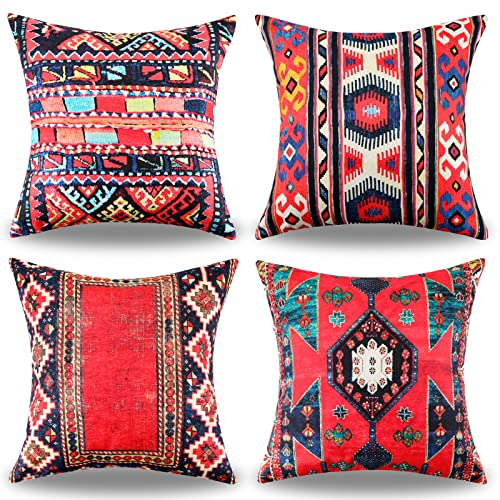Böhmische dekorative Kissenbezüge, türkisches geometrisches Tapisserie-Muster, abstrakt, dekorativ, ethnisch, Leinen, quadratisch, für Wohnzimmer, Sofa, Schlafzimmer, Dekoration
