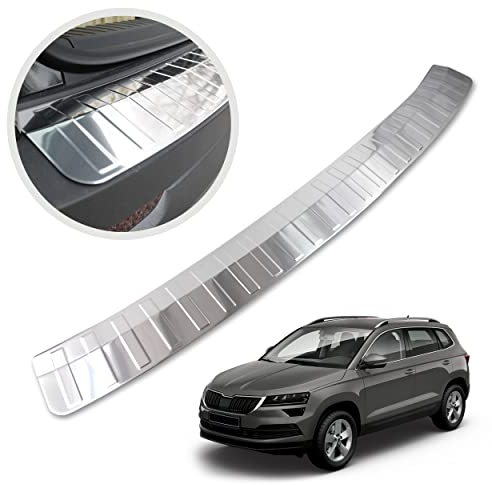 CHROMEMASTER | Ladekantenschutz Stoßstangenschutz | Kompatibel mit Skoda Karoq 2017-2021 ; Edelstahl Poliert/Chrom; Unsere Lackschutzleiste Sichert den Heckstoßfänger vor Kratzern