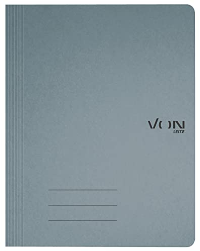 VON Leitz 10er Pack Schnellhefter A4, Karton, Mit Heftmechanik, Für 250 Blatt, Mit Soft Cover, Für Schule, Studium & Haushalt, Grau, 30130085