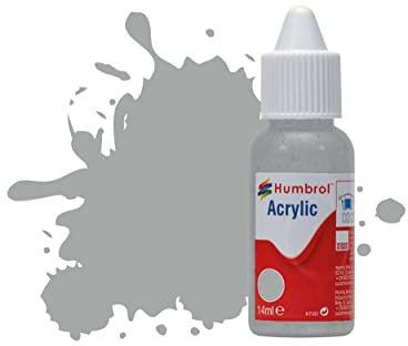 Humbrol Model Paint - DB0129 No 129 US Gull Grey - Satin (14ml), Acrylic Paints for Models, Plastic, Metal, Wood, Glass, Ceramics and More, Acrylic Touch Up Paint - Hobby Paint Bottle for Craft Kits