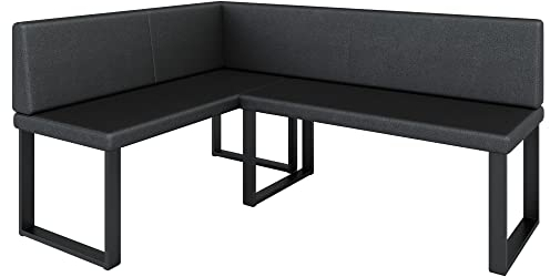 Eckbank Akiko Metal - Eckbankgruppe für Ihrem Esszimmer, Küche modern, Sitzecke, Essecke. Perfekt für Küche, Büro und Rezeption. Solide und Starke Verarbeitung. (Soft 11, 142x196cm Links)