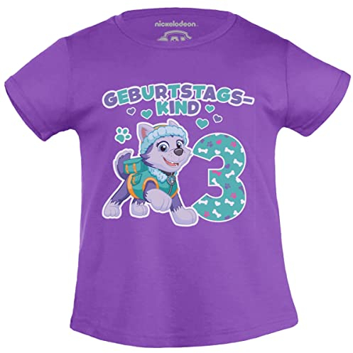 PAW PATROL - Geburtstagskind 3 Jahre Geburtstag Geschenk Everest Mädchen T-Shirt 104 Lila