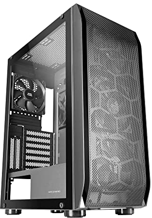 Mars Gaming MC-PRO2, Torre Profesional E-ATX, Sistema CPU Freezer, 5 Ventiladores Ultra-silenciosos y Frontal Metal-Mesh, Negro