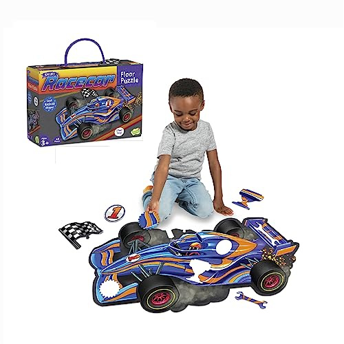 Peaceable Kingdom Shiny Racecar Floor Puzzle | A 48-piece floor puzzle that builds focus and patience. Ages 3+.