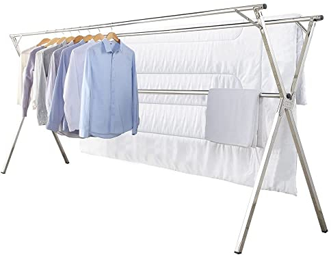 GISSAR Wäscheständer, faltbarer Wäscheständer, Edelstahl-Wäscheständer, für den Innen- und Außenbereich, einfache Lagerung, 2,38 m