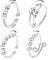 Steemjoey 4Pcs Silber Fidget Angst Ringe Set, Zappelringe Verstellbare Fingerringe, Bead Ring Offene Anxiety Ring mit Perlen, Band Ring für Damen Herren Anti Stress Ängstlichkeit Entlastung